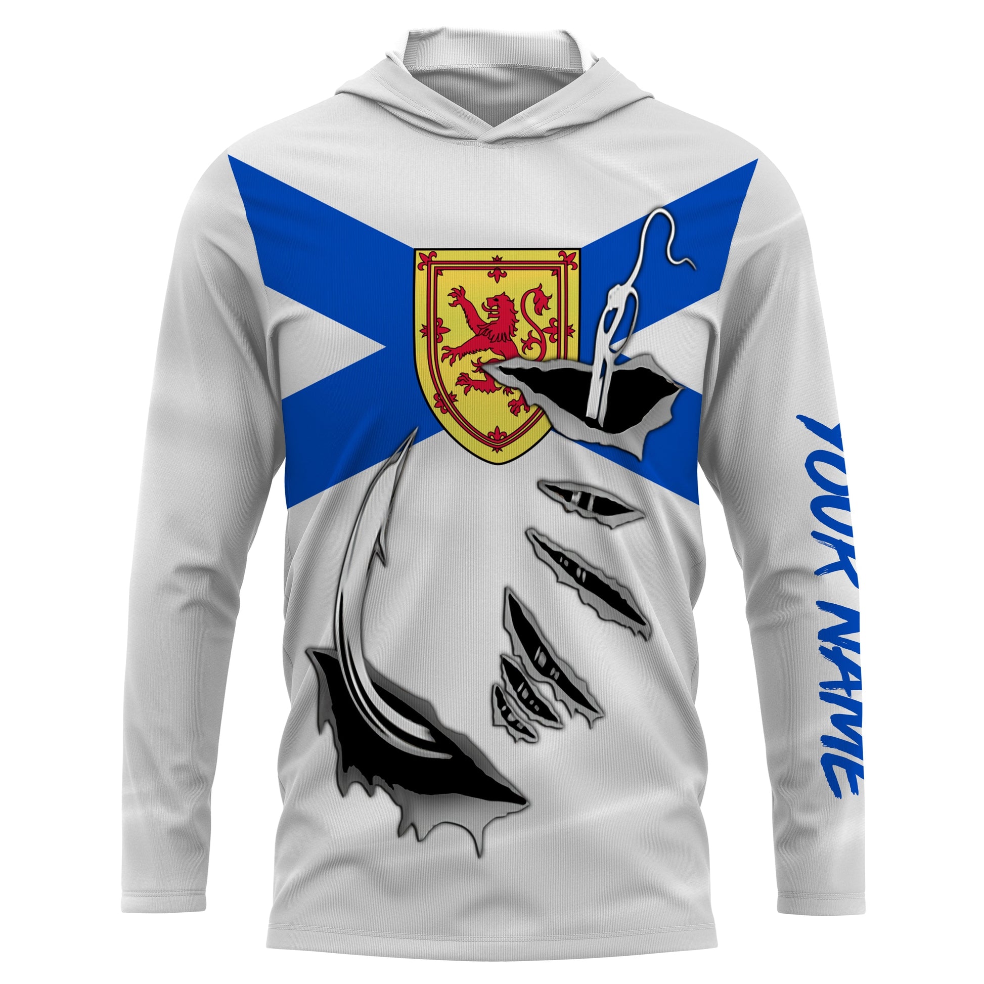 Fish hook Nova Scotia flag Custom Long sleeve Fishing and women