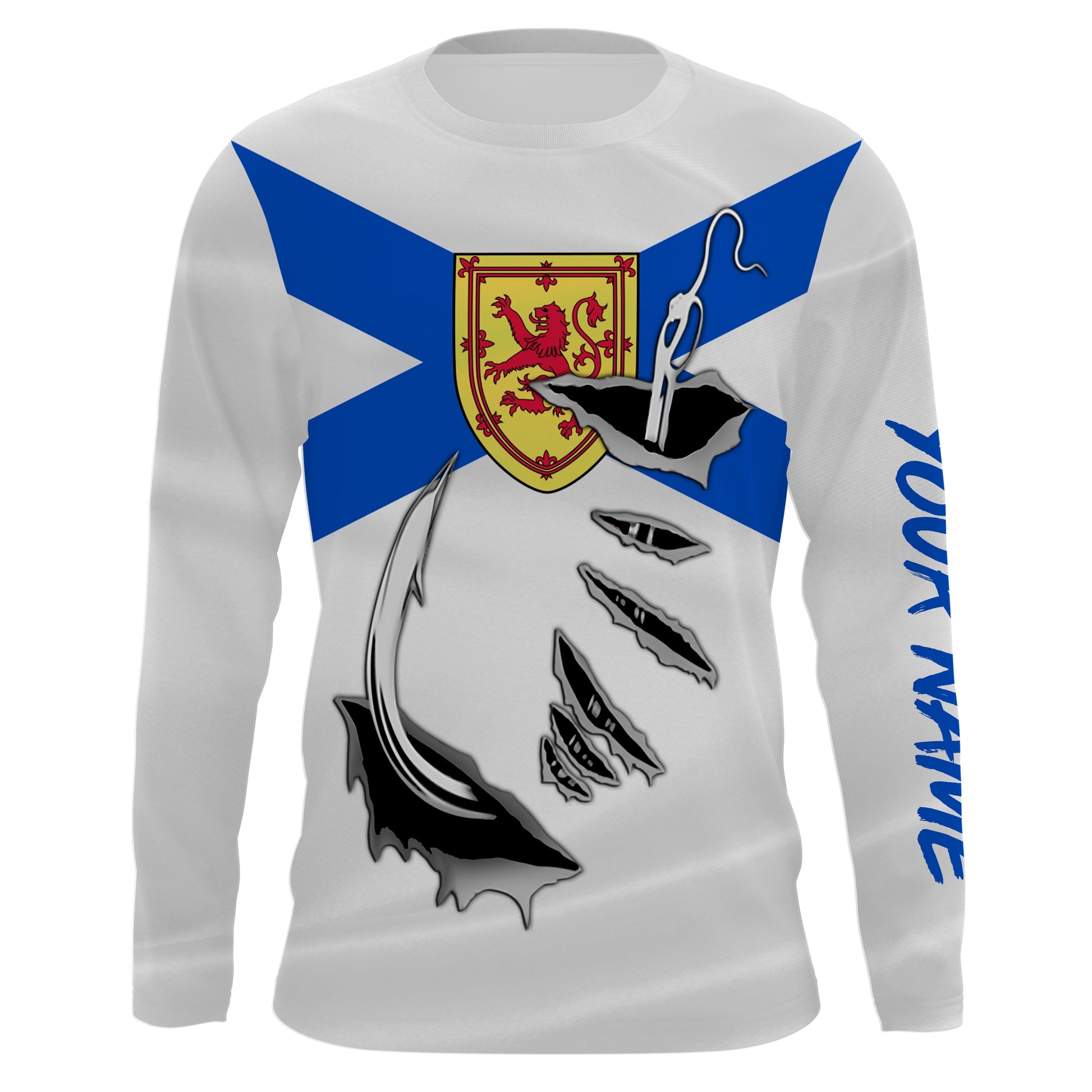 Fish hook Nova Scotia flag Custom Long sleeve Fishing and women