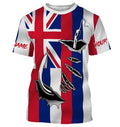 HI Fishing 3D Fish Hook Hawaiian Flag UV protection quick-dry Custom long sleeves personalized fishing apparel gift for Fishing lovers IPHW516