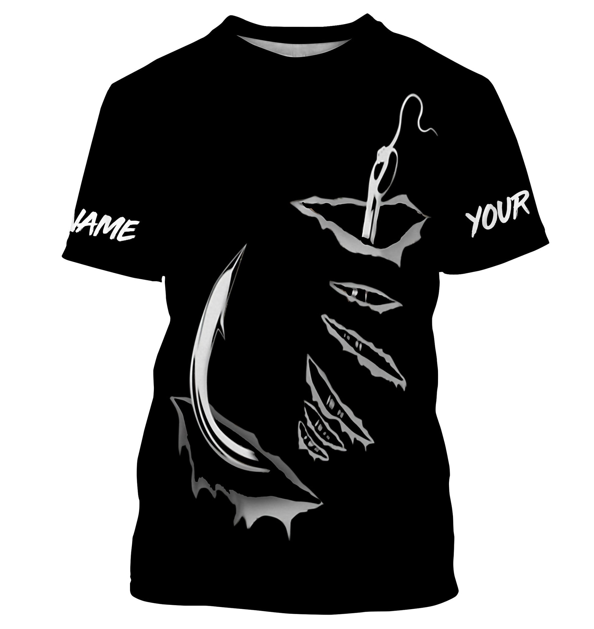 3D Fish hook Customize UV Protection Long sleeve performance black Fishing - IPHW522