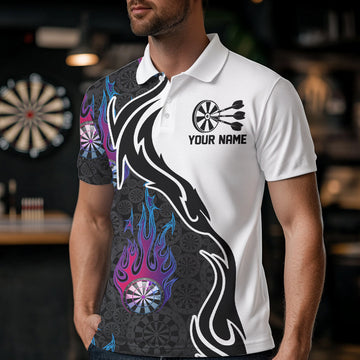 Blue And Purple Flame Dartboad Custom Dart Quarter-Zip, Dart Tournament Team
