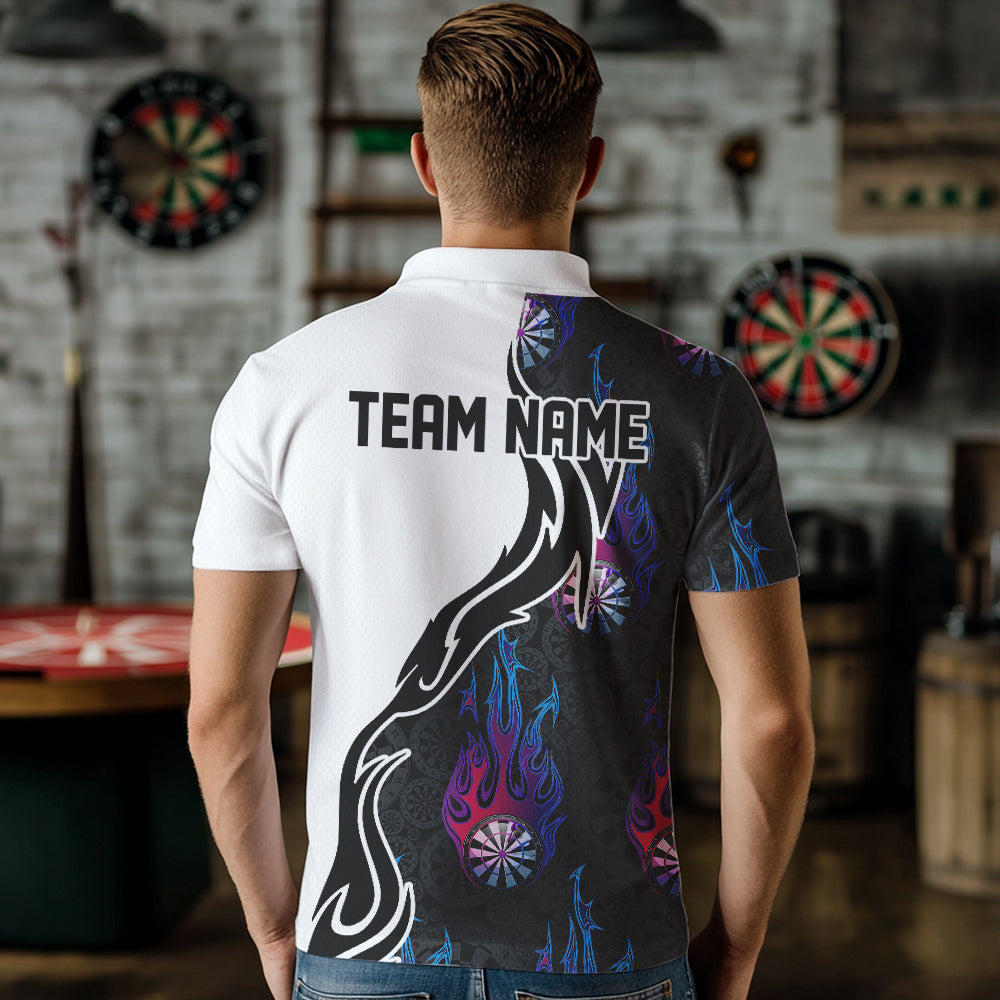 Blue And Purple Flame Dartboad Custom Dart Quarter-Zip, Dart Tournament Team