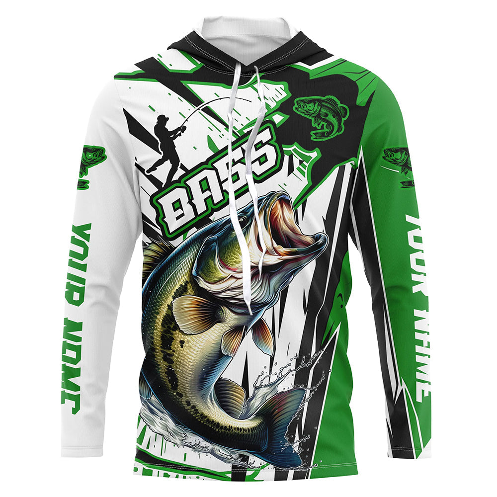Largemouth Bass Custom Long Sleeve Tournament Fishing, Bass Fishing | Green