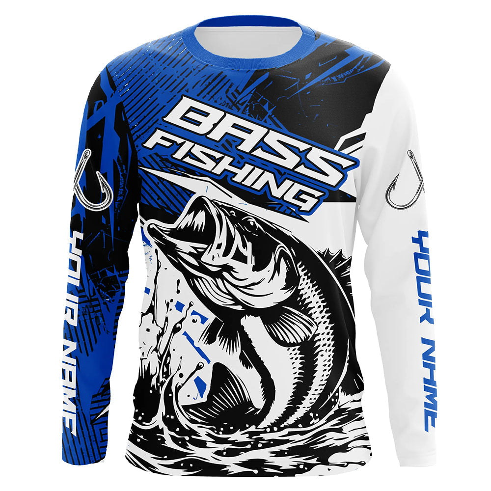 Personalized Bass Fishing, Bass Long Sleeve Tournament Fishing Fishing Gifts | Blue