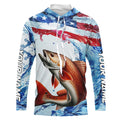 Redfish Fishing American Flag Long Sleeve Saltwater Fishing, Custom Redfish Fishing
