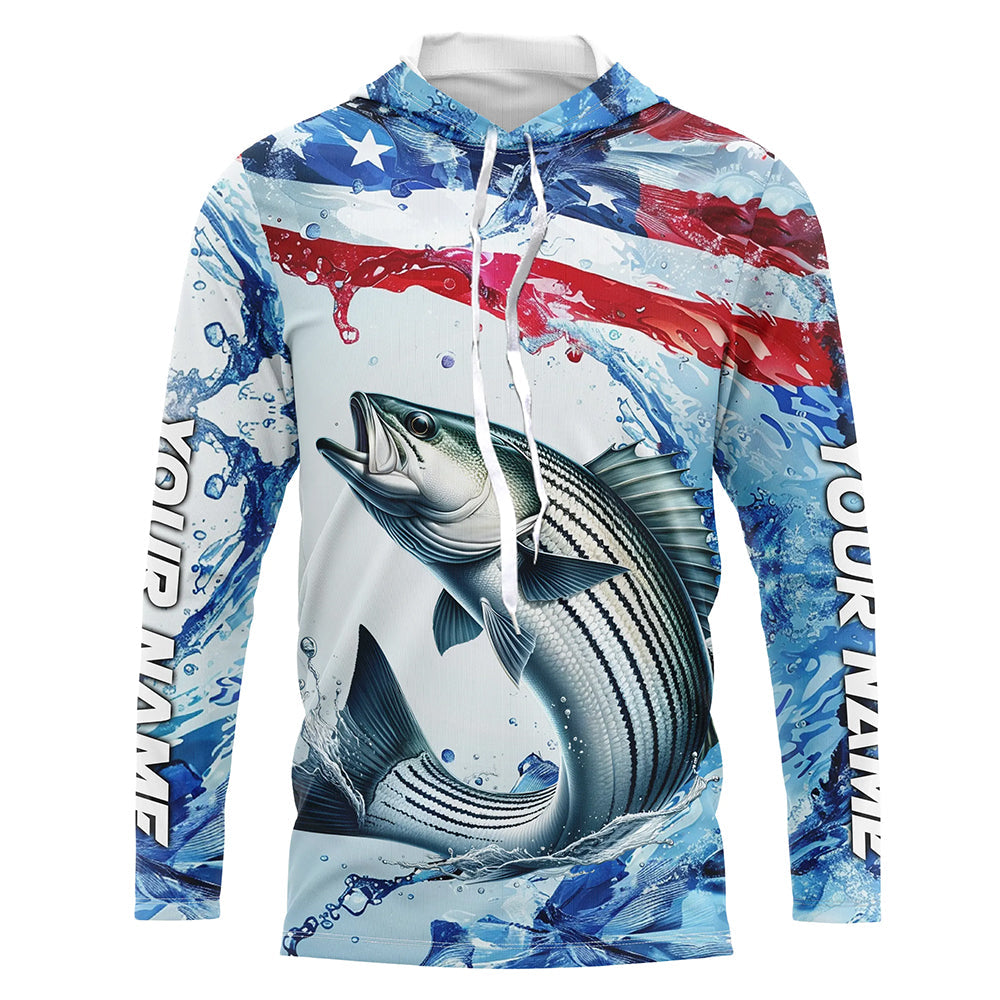 Striped Bass Fishing American Flag Saltwater Fishing, Custom Striper Fishing