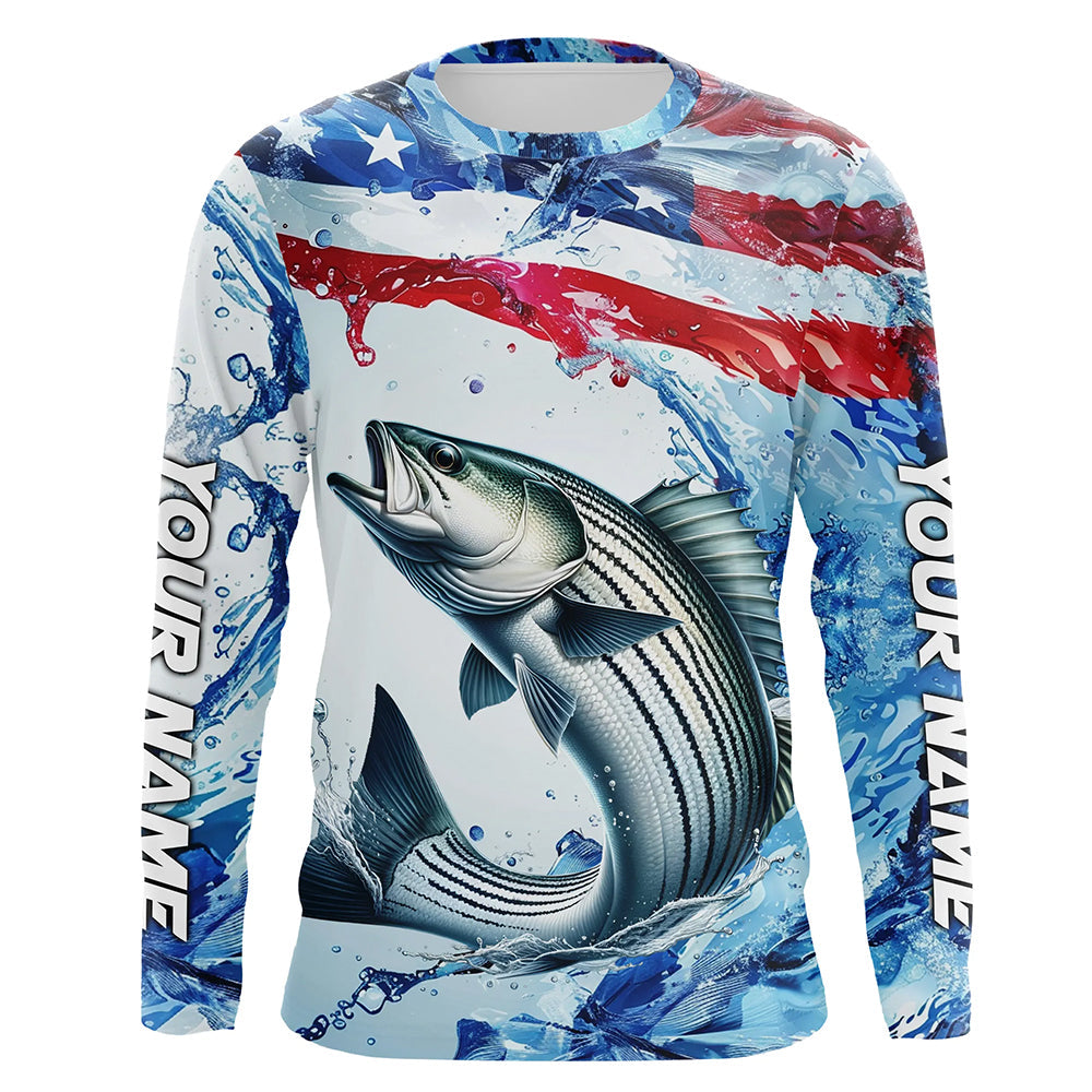 Striped Bass Fishing American Flag Saltwater Fishing, Custom Striper Fishing