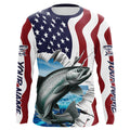 Custom American Flag Chinook Salmon Fishing Long Sleeve, Patriotic Salmon Fishing