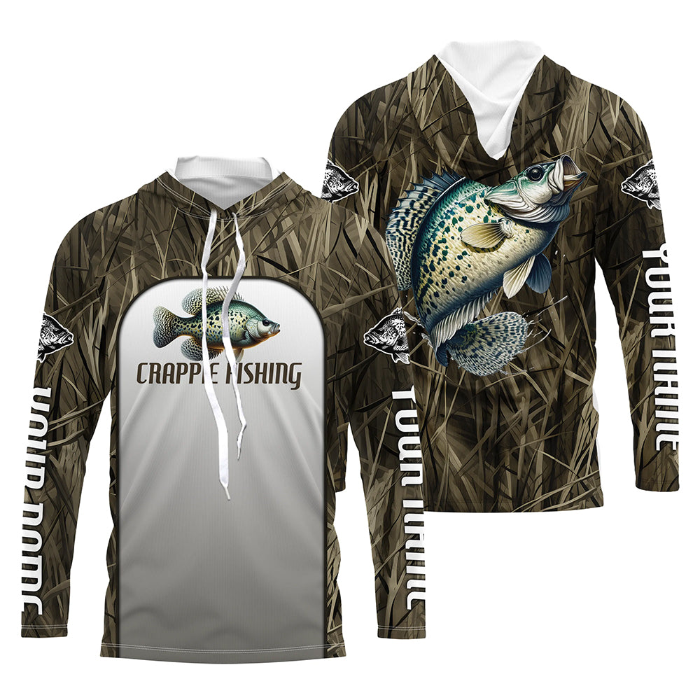 Crappie Fishing Grass Camo Custom Long Sleeve Fishing, Crappie Tournament Fishing