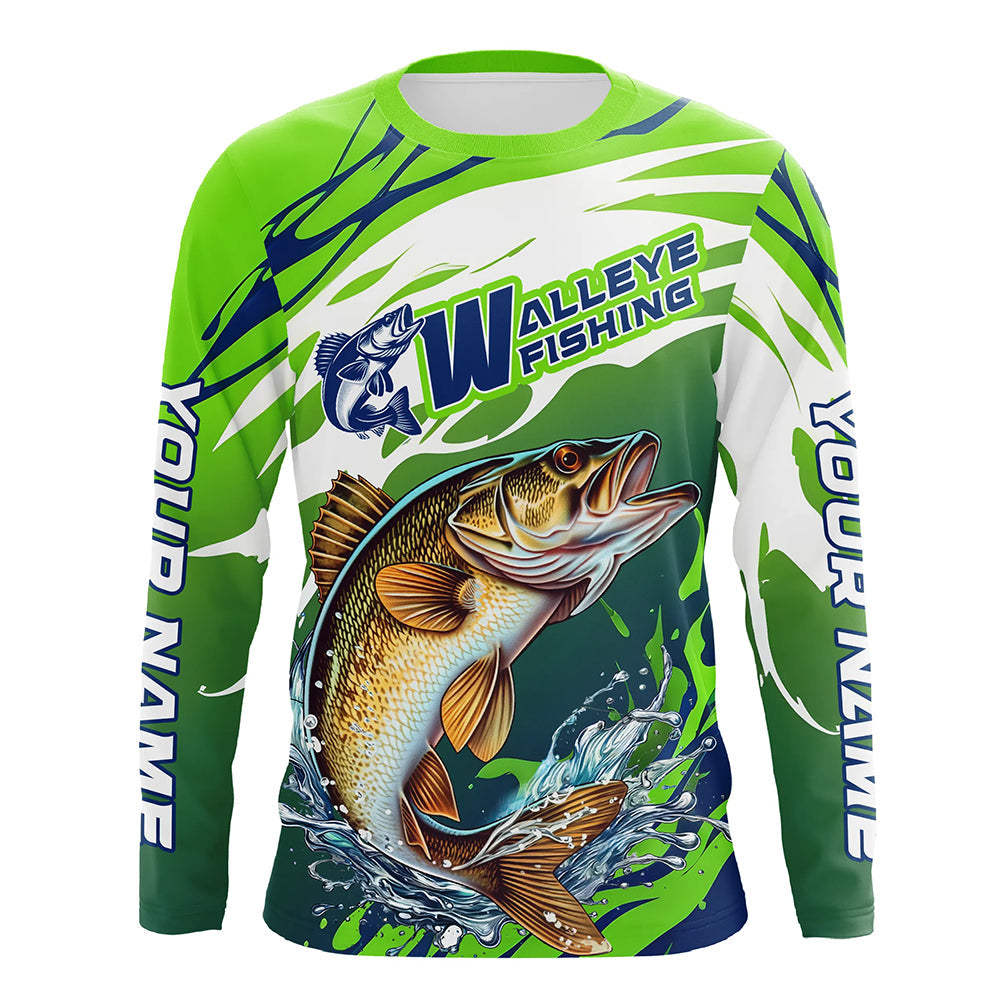 Personalized Walleye Fishing, Walleye Fishing Long Sleeve Tournament Fishing