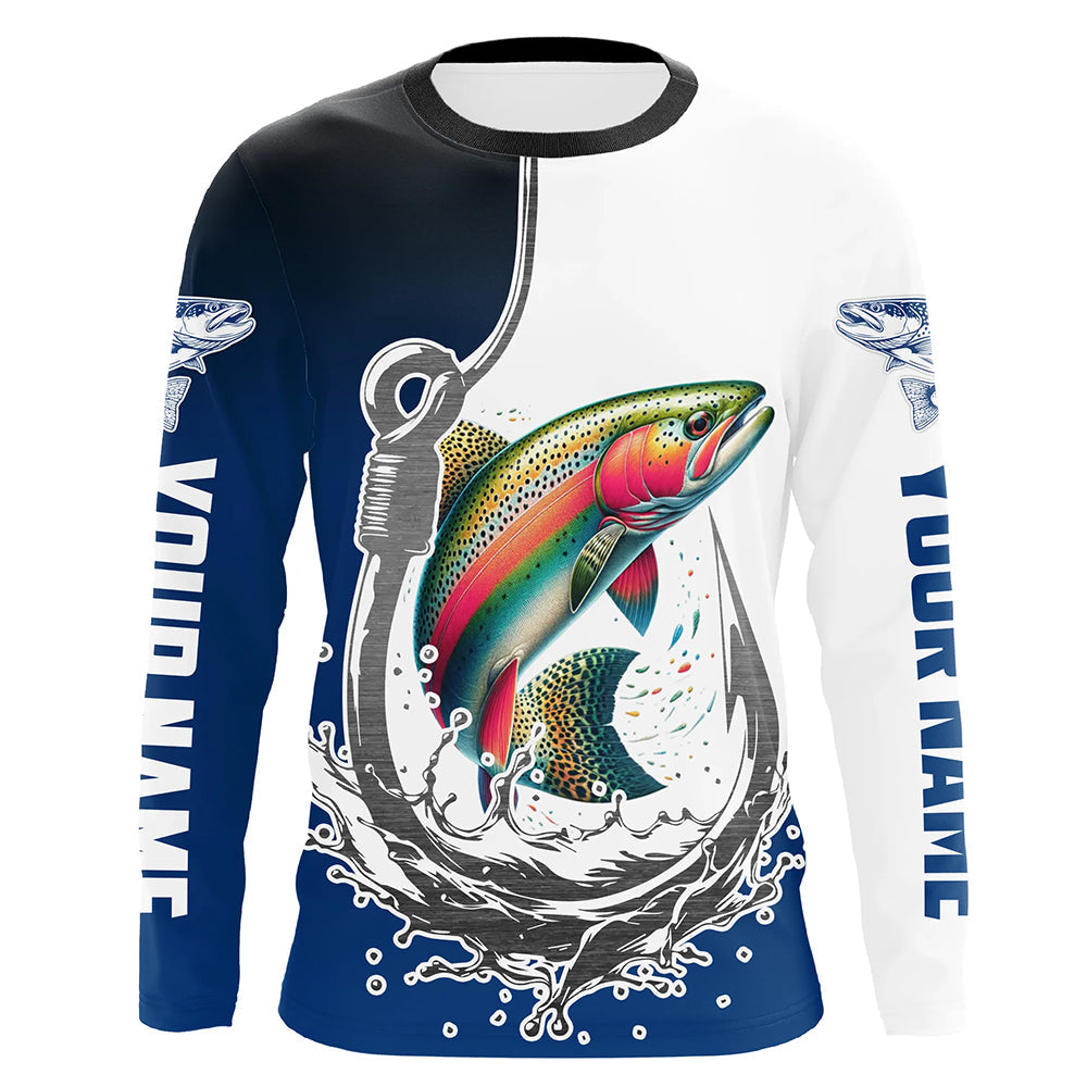 Fishing Hook Rainbow Trout Custom Long Sleeve Tournament Fishing, Trout Fly Fishing