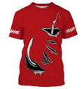 Fish hook Custom Red Long Sleeve performance Fishing Fishing
