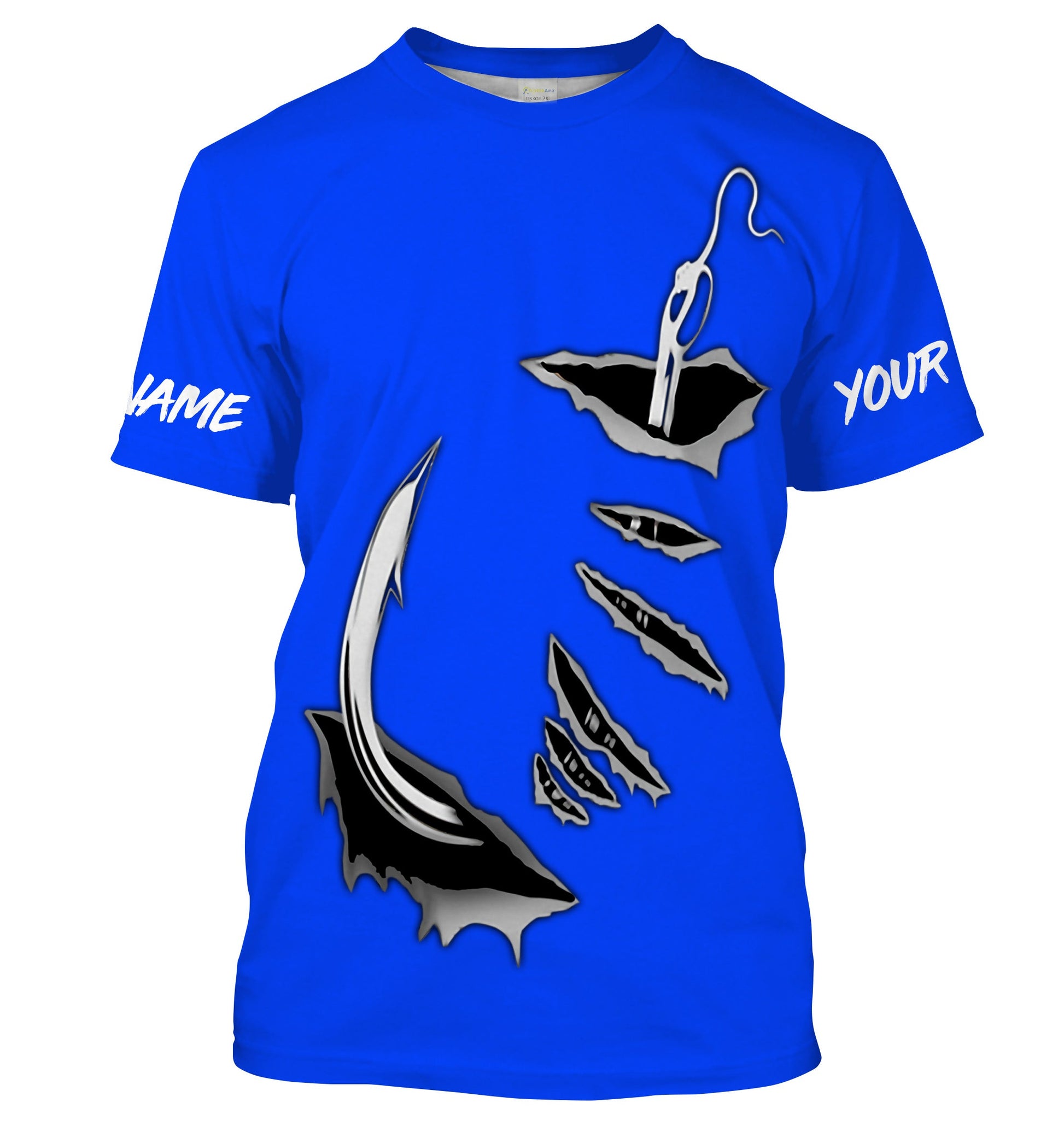 Fish hook Custom Blue Long Sleeve performance Fishing Fishing