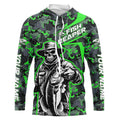 Custom Fish Reaper Skull Bass Long Sleeve Fishing, Bass Hunter Green Camo Fishing