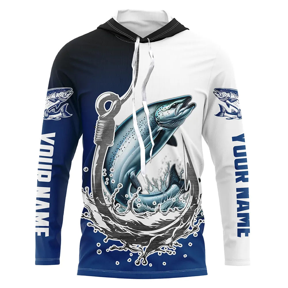 Custom Chinook Salmon Long Sleeve Fishing, Fish Hook Design King Salmon Fishing