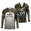 Largemouth Bass Fishing Grass Camo Custom Long Sleeve Fishing, Bass Tournament Fishing