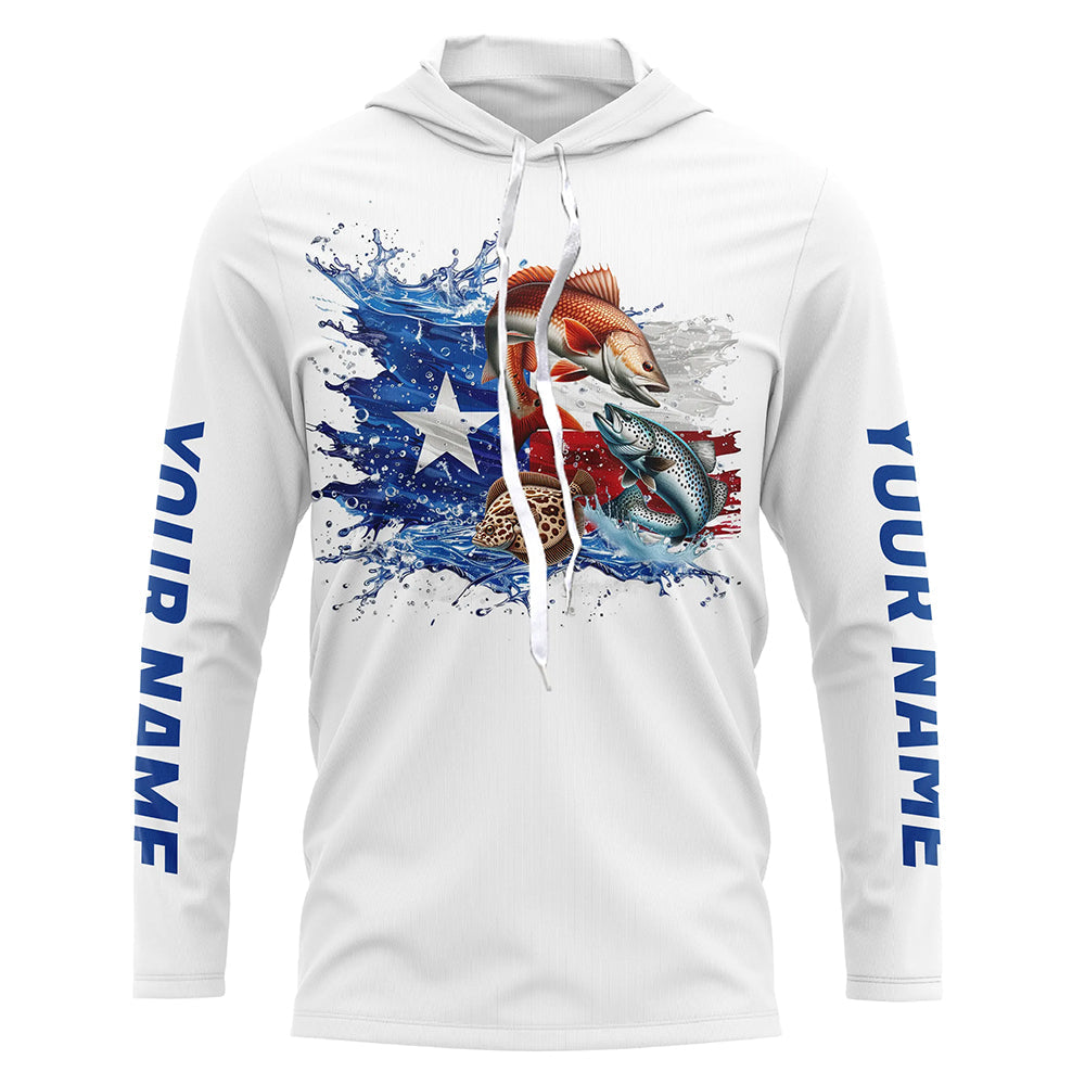 Personalized Texas Slam Redfish, Trout, Flounder Long Sleeve Fishing, Texas Fishing