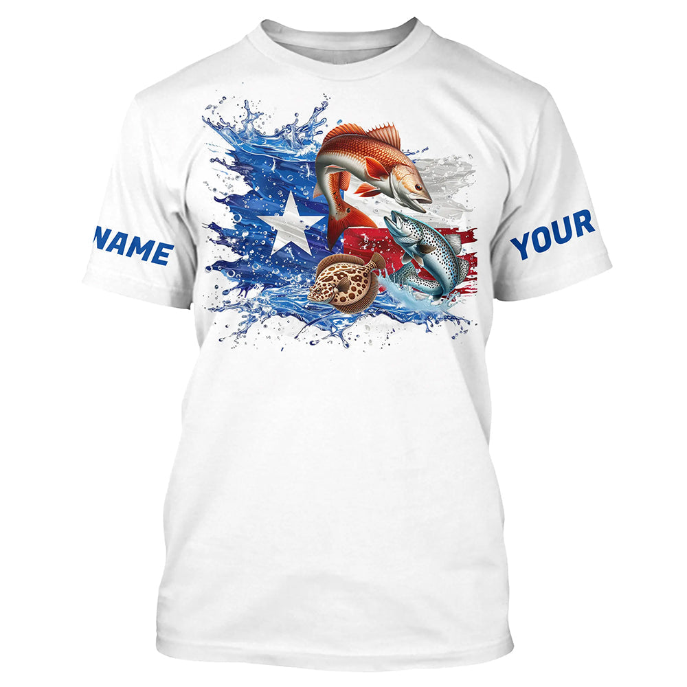 Personalized Texas Slam Redfish, Trout, Flounder Long Sleeve Fishing, Texas Fishing