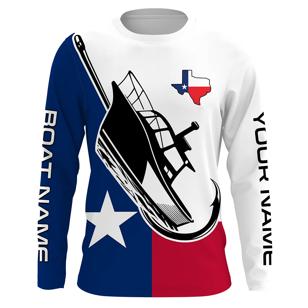 Custom Deep Sea Fishing With Boat Name, Texas Flag Saltwater Fishing