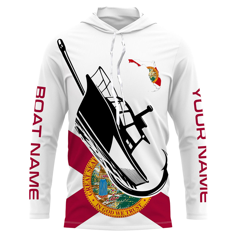 Custom Deep Sea Fishing With Boat Name, Florida Flag Saltwater Fishing