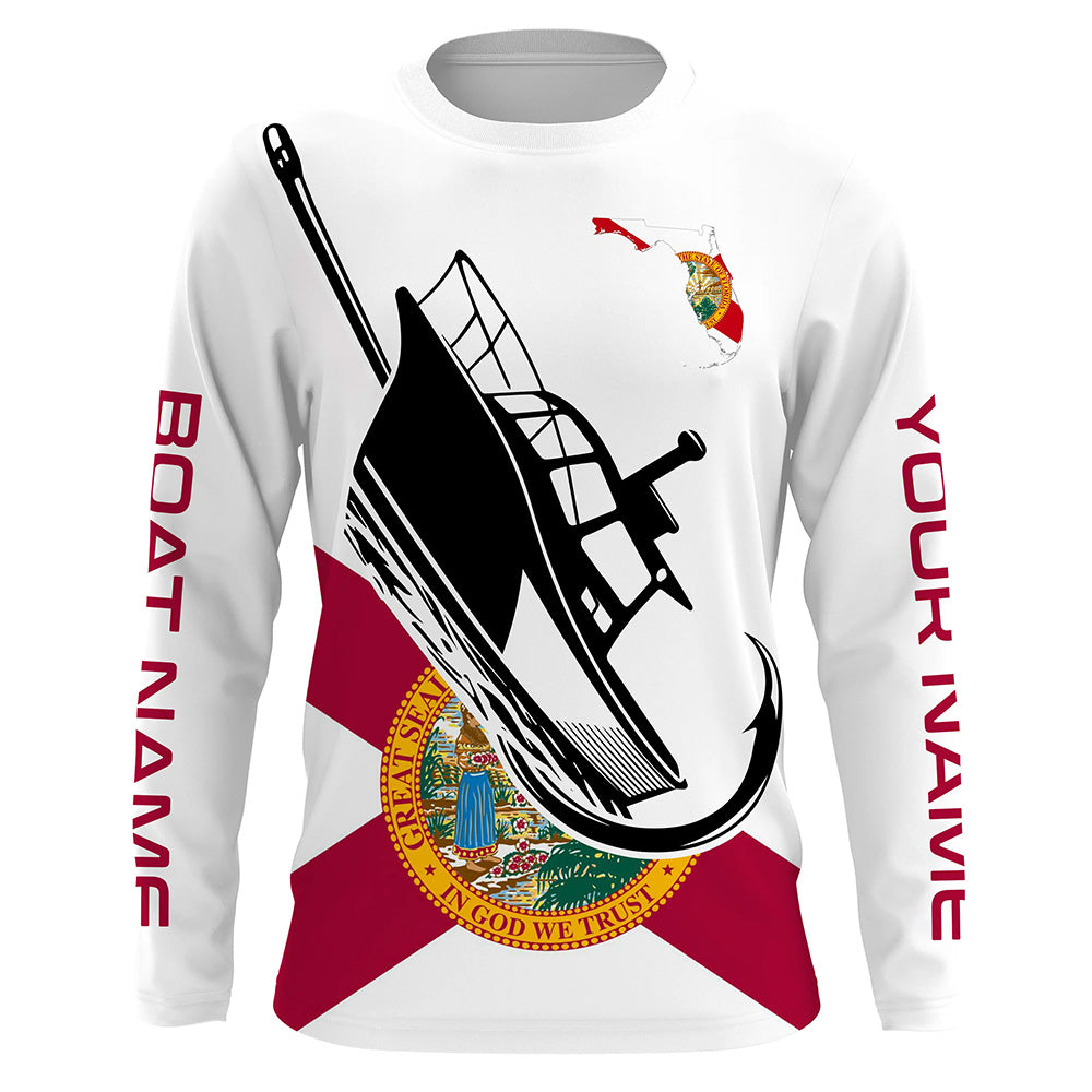 Custom Deep Sea Fishing With Boat Name, Florida Flag Saltwater Fishing