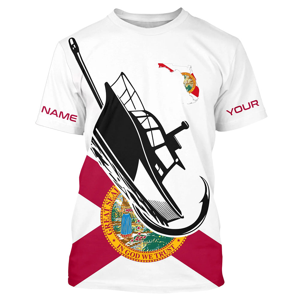 Custom Deep Sea Fishing With Boat Name, Florida Flag Saltwater Fishing