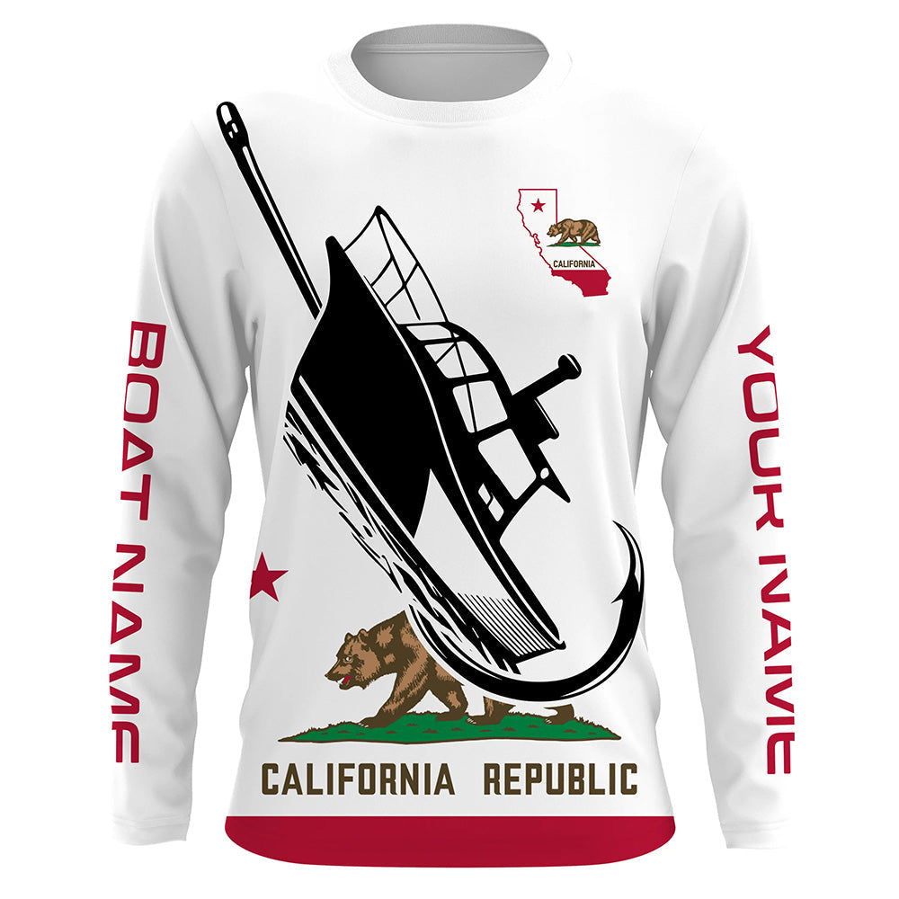Custom Deep Sea Fishing With Boat Name, California Flag Saltwater Fishing
