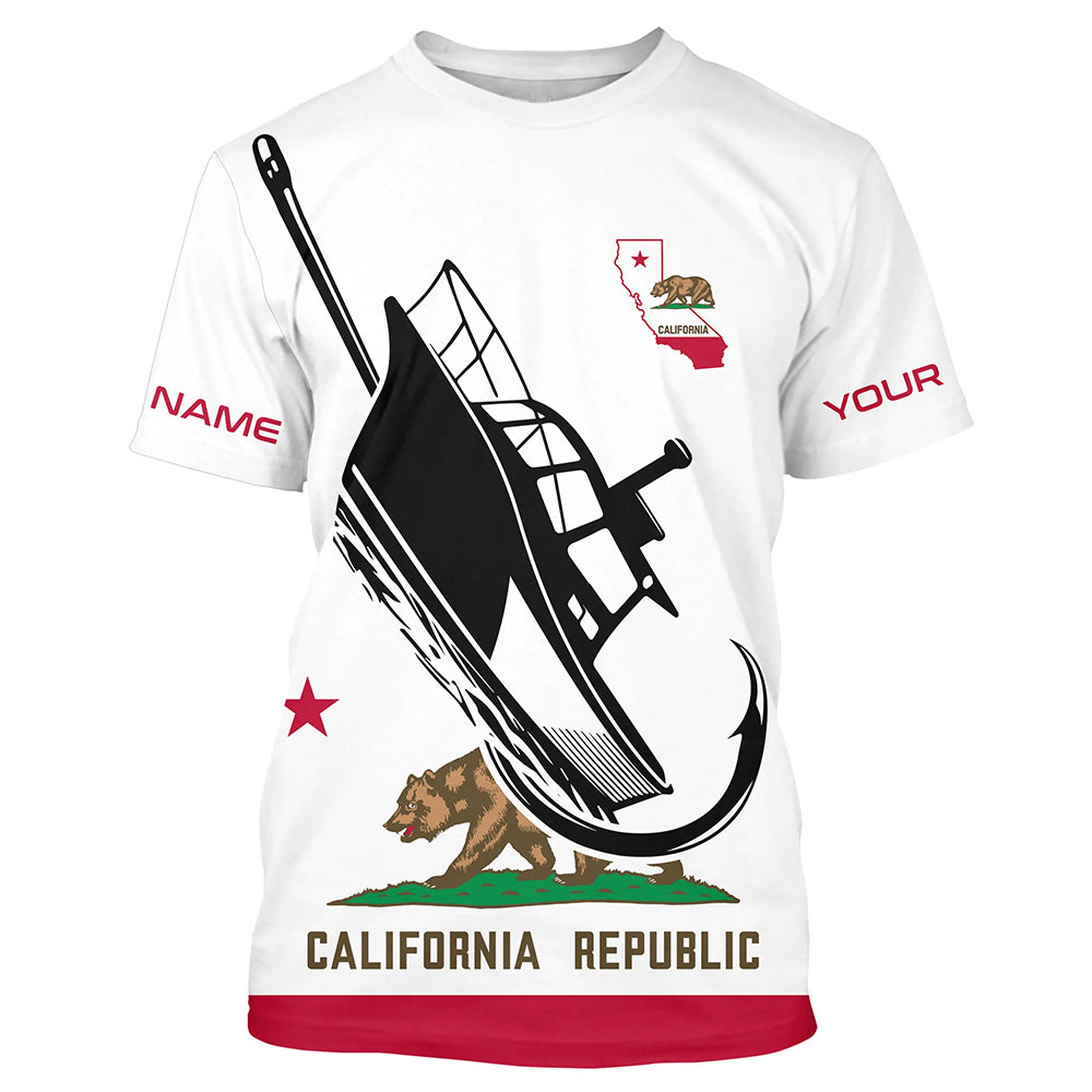 Custom Deep Sea Fishing With Boat Name, California Flag Saltwater Fishing