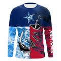 Texas Flag Fish Hook Custom Name Uv Long Sleeve Fishing With Ocean Waves Texture