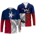 TX Fishing 3D Fish hook Texas Flag Patrotic Custom Long Sleeve performance Fishing gifts