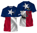TX Fishing 3D Fish hook Texas Flag Patrotic Custom Long Sleeve performance Fishing gifts
