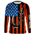 Personalized American Flag Fishing, Patriotic Fish hook Long sleeve performance Fishing