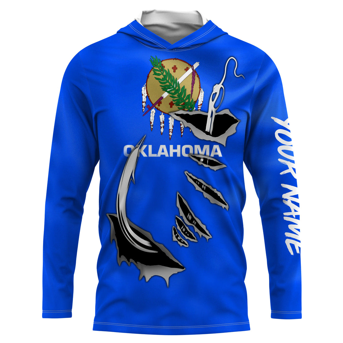 Oklahoma Flag 3D Fish Hook UV Protection Custom Long Sleeve performance Fishing IPHW502