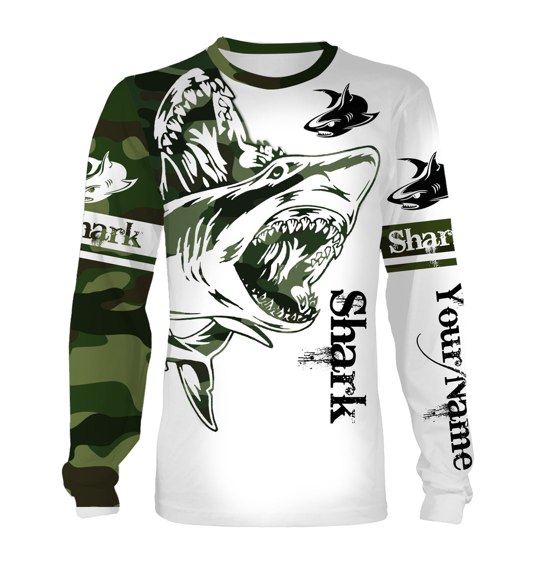 Shark Fishing Tattoo Green Camo Customize name 3D All over print NQS662