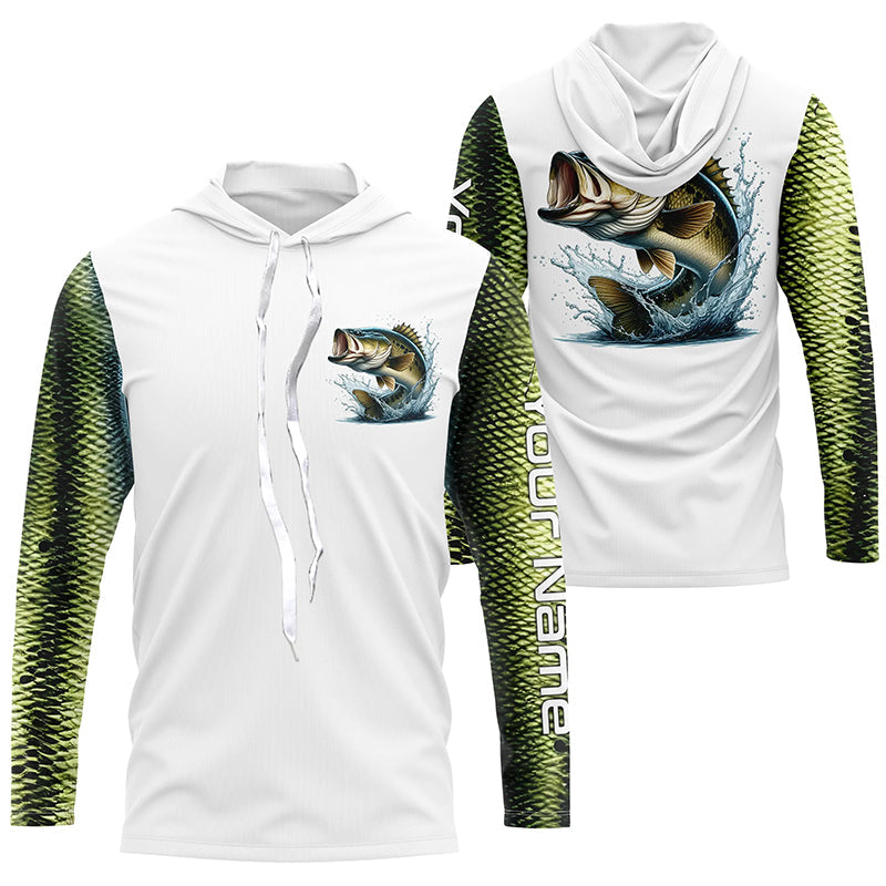Custom Largemouth Bass Long Sleeve Tournament Fishing, Bass Fishing Scales Fishing
