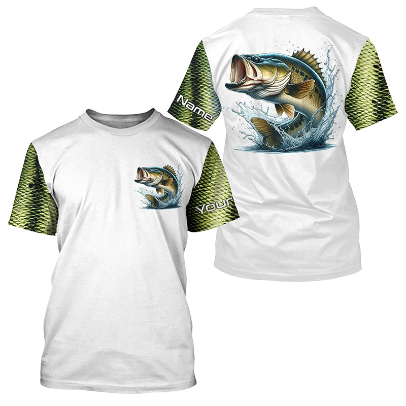 Custom Largemouth Bass Long Sleeve Tournament Fishing, Bass Fishing Scales Fishing