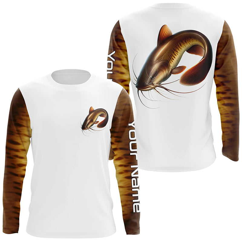 Custom Flathead Catfish Long Sleeve Tournament Fishing, Catfish Fishing Scales Fishing