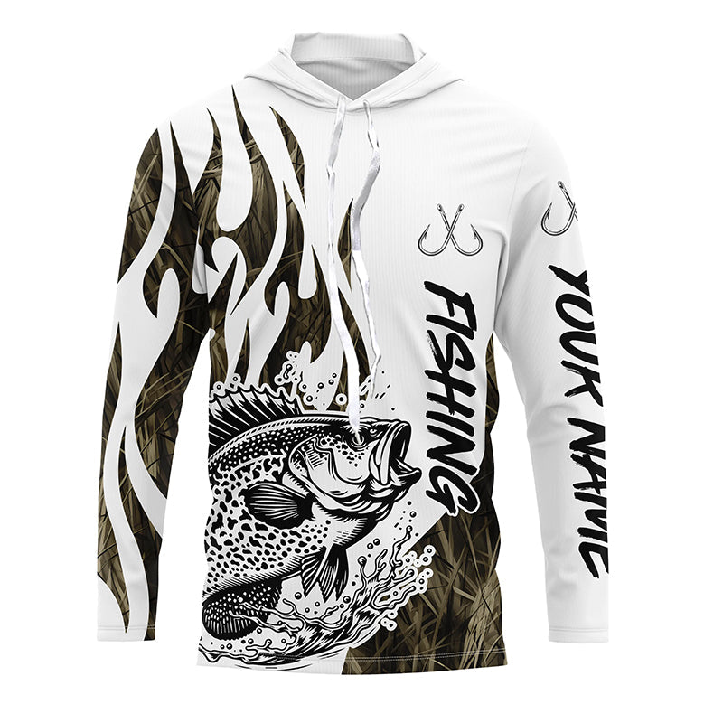 Crappie Fishing Camo Tattoo Custom Long Sleeve Fishing, Crappie Tournament Fishing