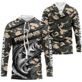 Largemouth Bass Fishing Camo Custom Long Sleeve, Patriotic Bass Fishing