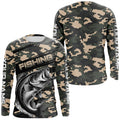 Largemouth Bass Fishing Camo Custom Long Sleeve, Patriotic Bass Fishing