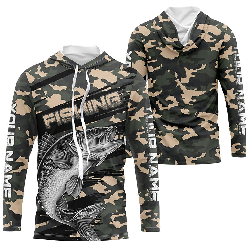 Walleye Fishing Camo Custom Long Sleeve, Patriotic Walleye Fishing