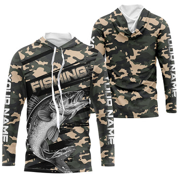 Walleye Fishing Camo Custom Long Sleeve, Patriotic Walleye Fishing