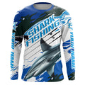 Blacktip Shark Fishing Custom Long Sleeve Performance, Shark Fishing Apparel | Blue Camo
