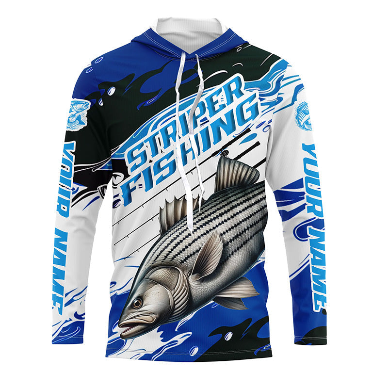 Striped Bass Fishing Custom Long Sleeve Performance, Striper Fishing | Blue Camo