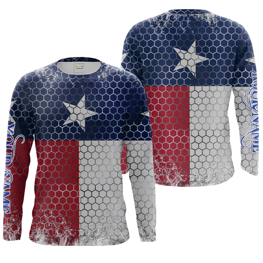 Texas Texas Flag Custom UV Long Sleeve Performance - Personalized Texas Clothing