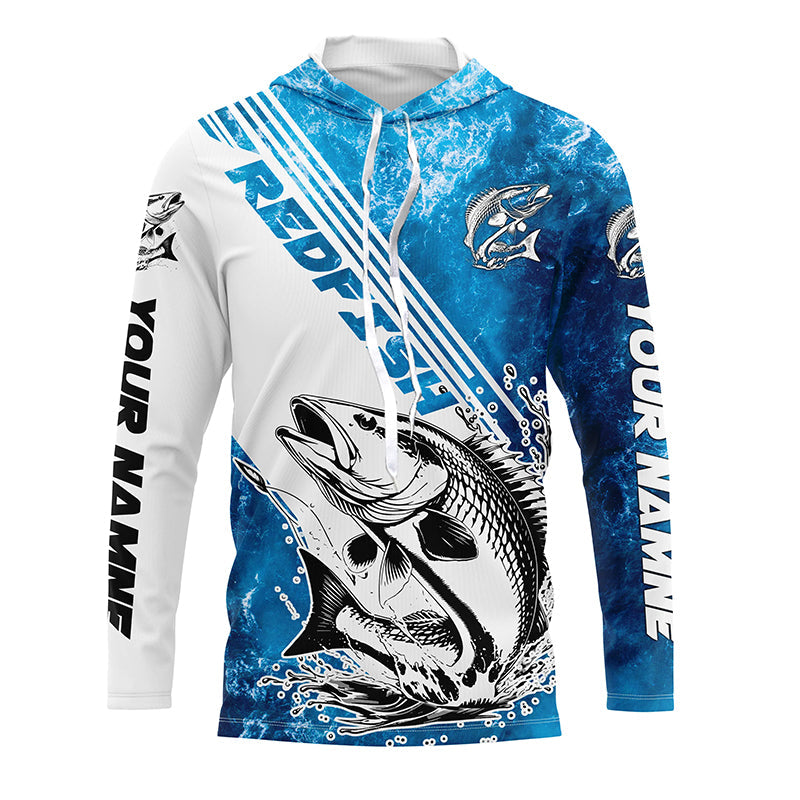 Redfish Fishing Custom Long Sleeve Performance, Saltwater Redfish Fishing