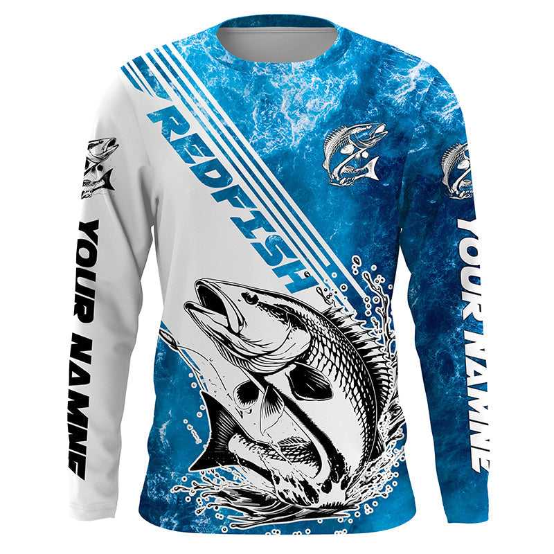 Redfish Fishing Custom Long Sleeve Performance, Saltwater Redfish Fishing