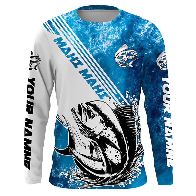 Mahi Mahi Fishing Custom Long Sleeve Performance, Saltwater Mahimahi Fishing