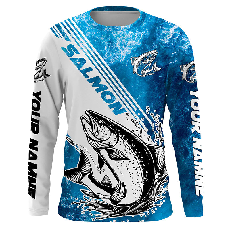 Chinook Salmon Fishing Custom Long Sleeve Performance, Saltwater Salmon Fishing