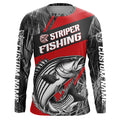 Black And Red Camo Striped Bass Long Sleeve Tournament Fishing, Custom Striper Fishing